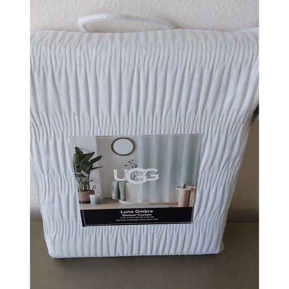 UGG Luna Ombre Fabric Shower Curtain 72 x72 Inches Cotton Blend AGAVE Light Blue - Picture 2 of 8